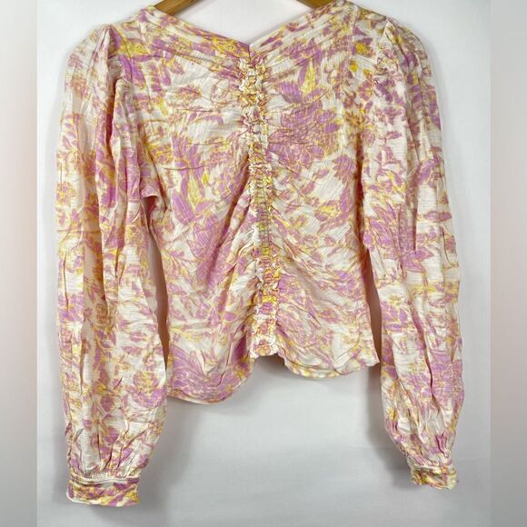 Free People Say The Word Ruched Floral Top Small NEW - Picture 4 of 8